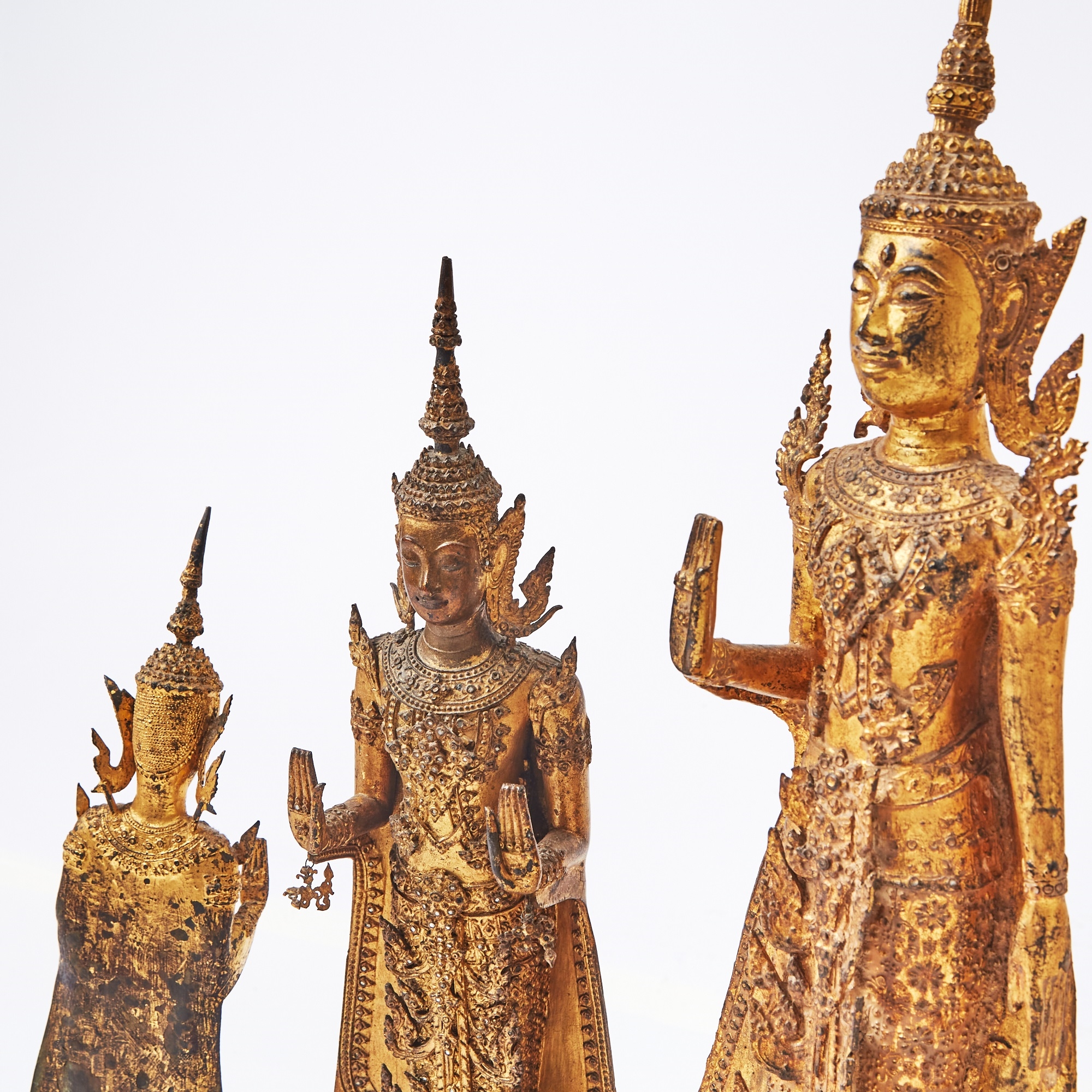 Artwork by Thai School, 19th Century, Group of Four Thai Gilt Bronze Buddhas, Made of Bronze