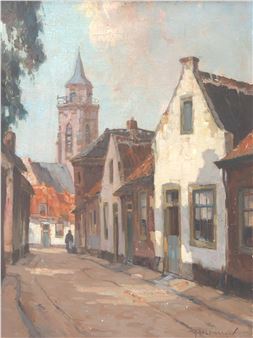 View of a village street - Gerardus Johannes Delfgaauw