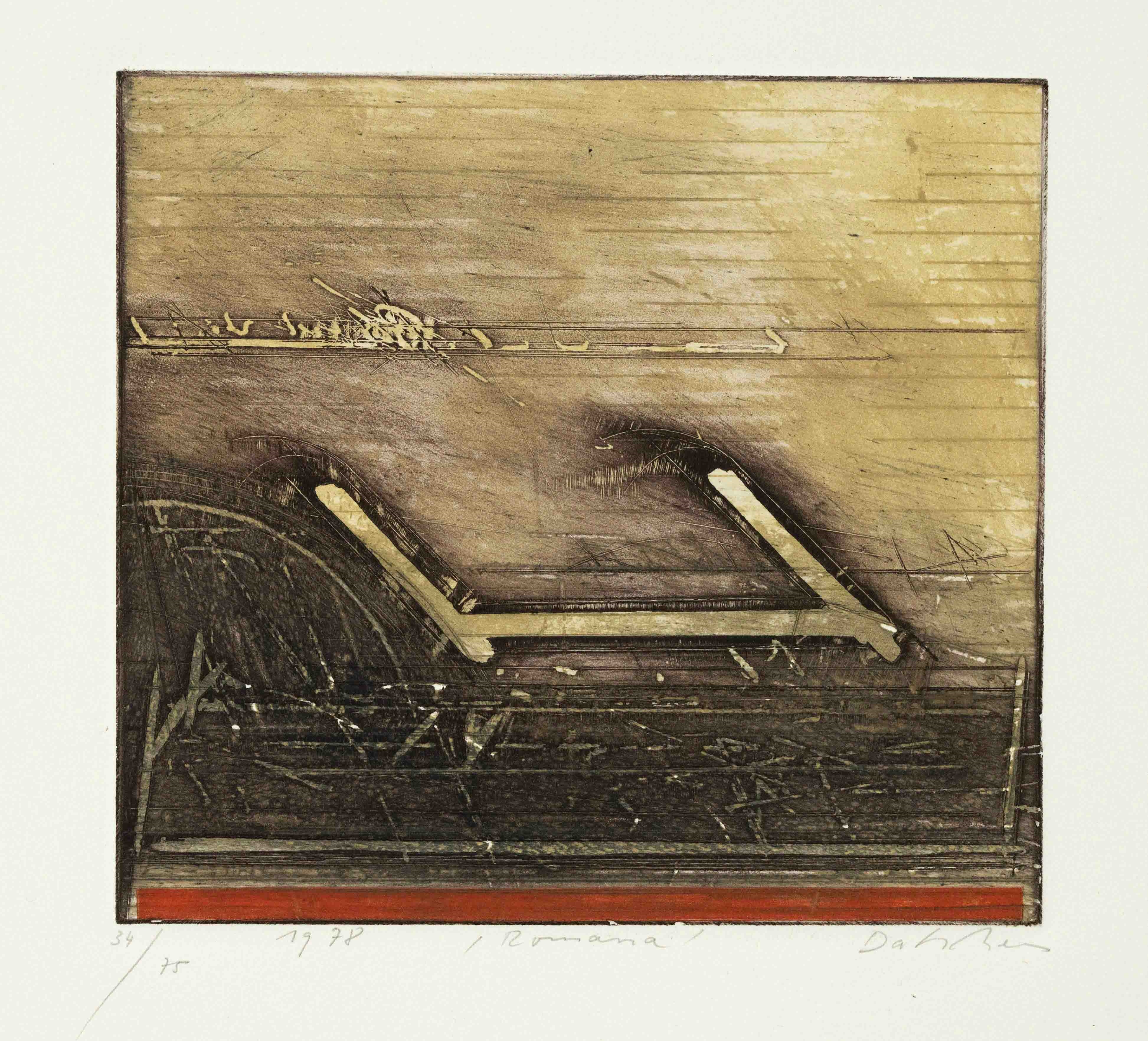 Artwork by Karl Fred Dahmen, Romana, Made of Farbradierung Mit Aquatinta Und Prã¤Gedruck