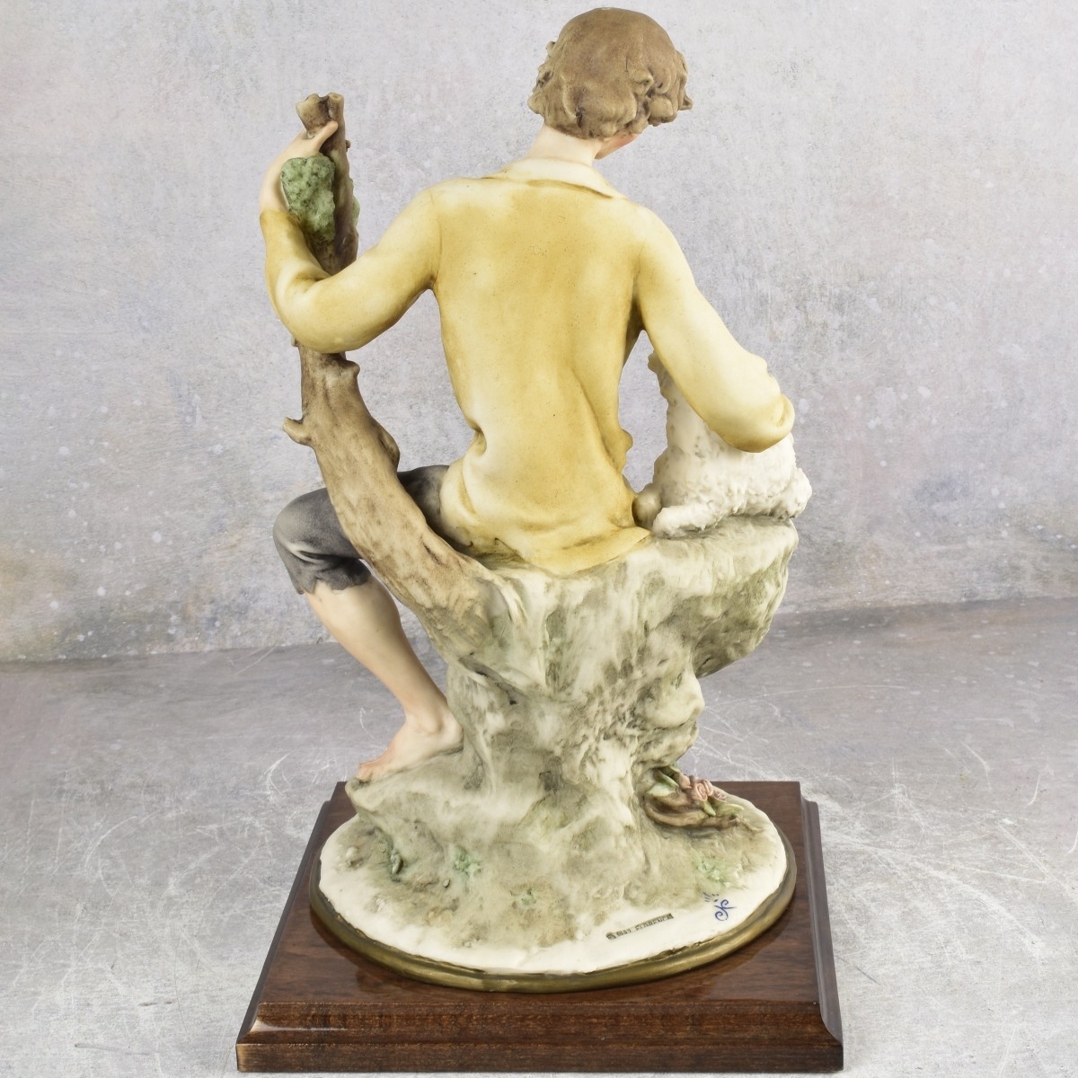 Artwork by Giuseppe Armani, Figure of a Shepherd with Sheep, Made of Capodimonte Porcelain