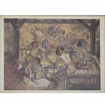 Women Gather at Bale Bengong - Adrien Jean Le Mayeur de Merprés