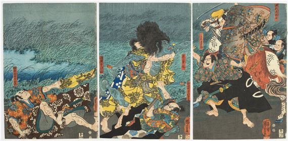 Utagawa Kuniyoshi | Kidomaru Attempts to Atack on Raiko Minamoto (Circa ...