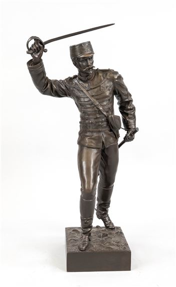 Standfigur eines französischen Soldaten mit erhobenem Säbel by Charles Anfrie