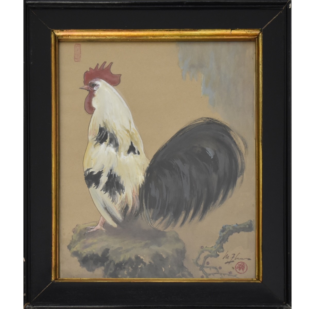 Artwork by Lee Man Fong, Crane Beneath the Pine Tree, Made of Watercolor