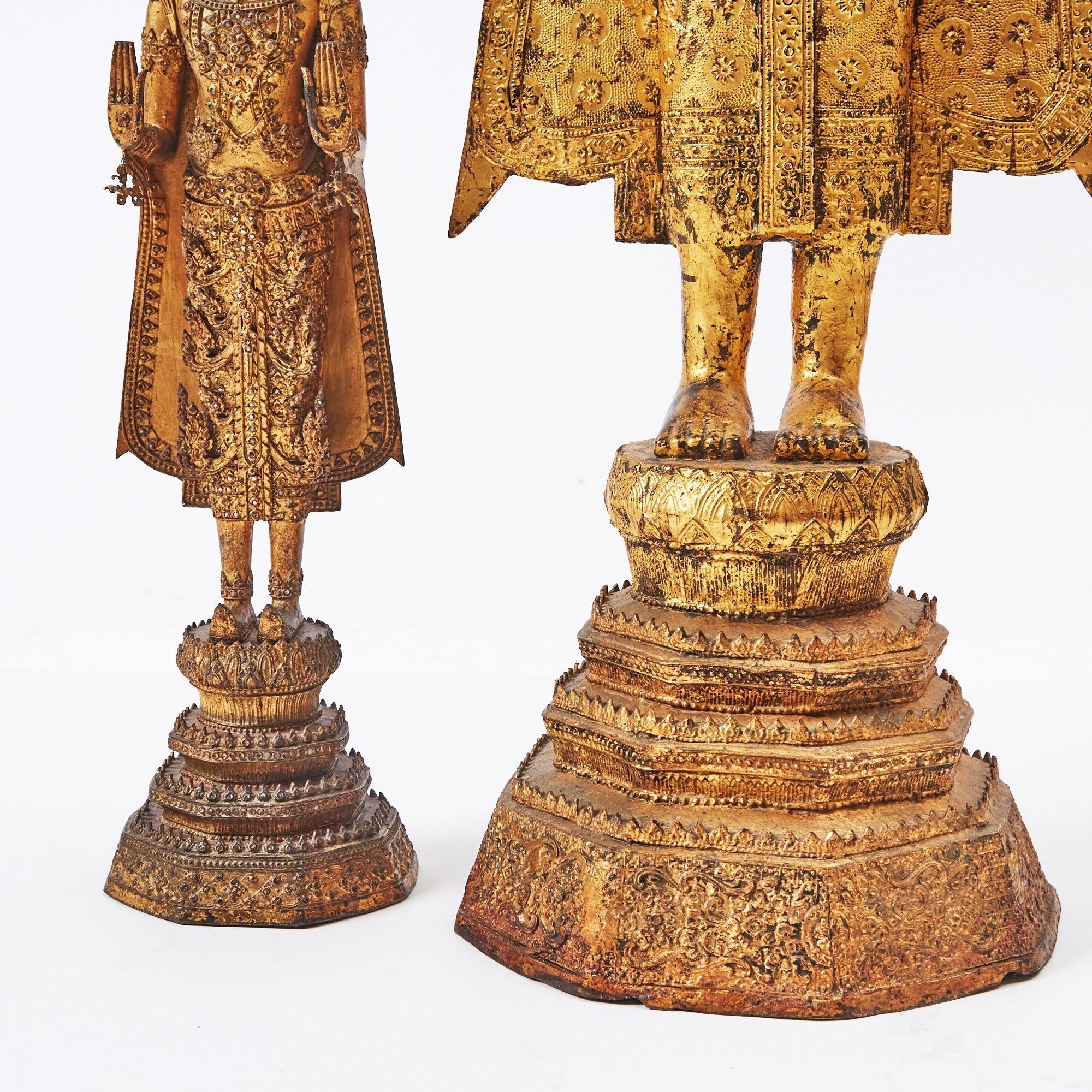 Artwork by Thai School, 19th Century, Group of Four Thai Gilt Bronze Buddhas, Made of Bronze