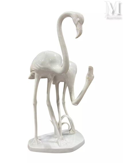 Groupe de flamants roses en porcelaine blanche - Elfriede Reichel-drechsler