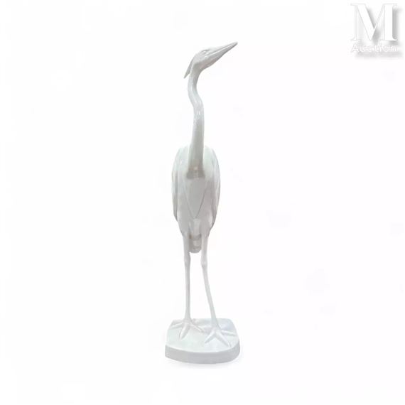 Héron en porcelaine émaillée blanche - Elfriede Reichel-drechsler