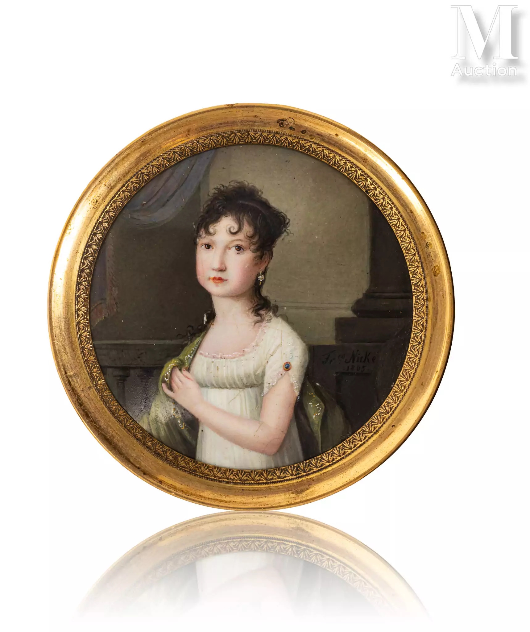 Artwork by Francesco Nicke, Portrait de Maria Carlotta Luisa La Grua Godoy de Branciforte à l'âge de dix ans, Made of Peinte Sur Émail Sur Cuivre