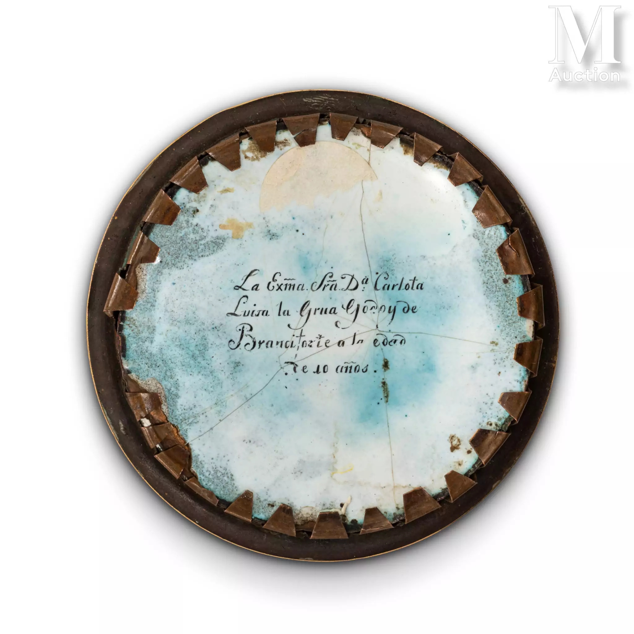 Artwork by Francesco Nicke, Portrait de Maria Carlotta Luisa La Grua Godoy de Branciforte à l'âge de dix ans, Made of Peinte Sur Émail Sur Cuivre