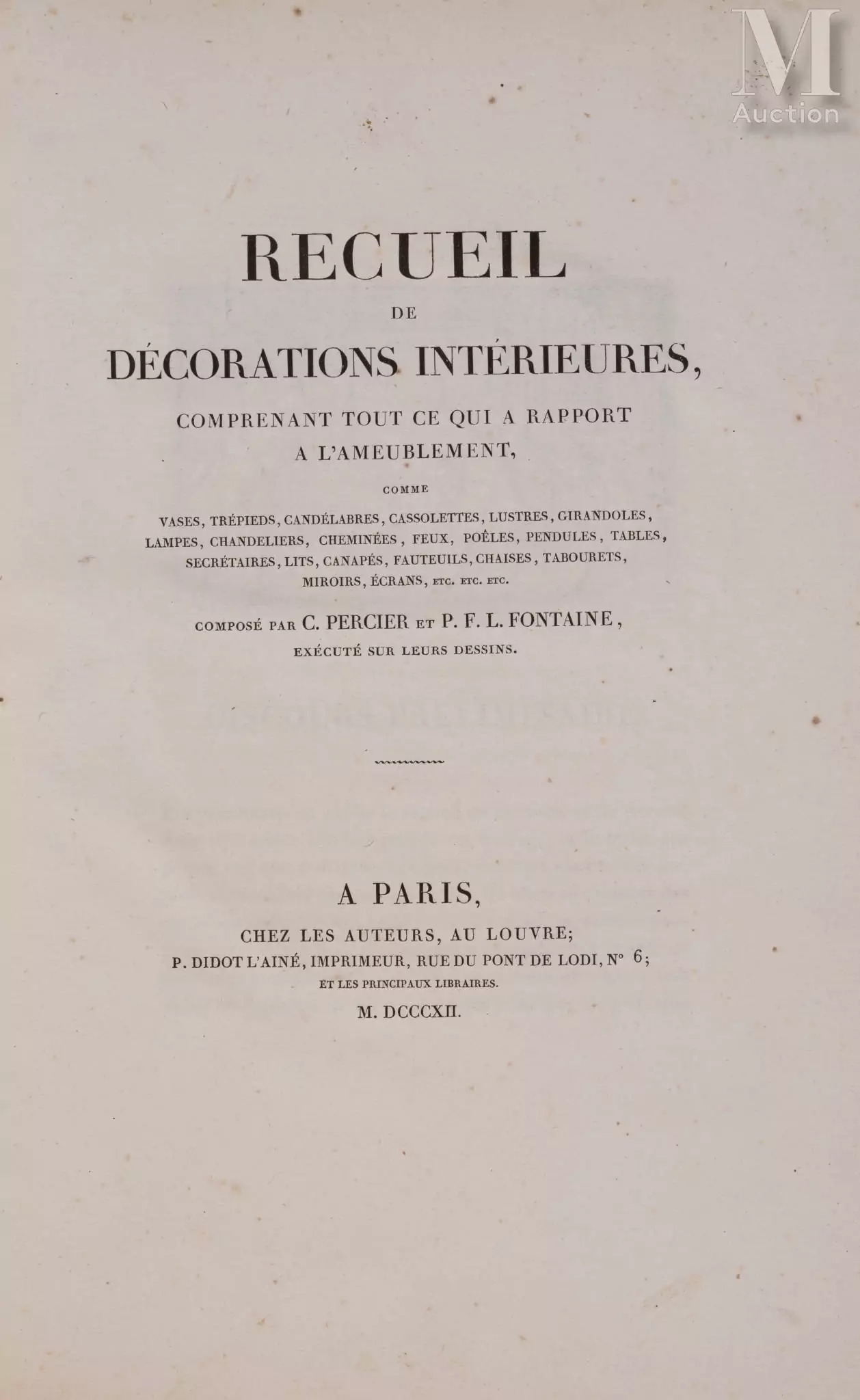 Artwork by Charles Percier, Recueil de décorations intérieures, Made of Engraved Plates