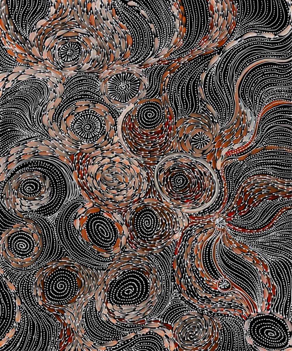 Artwork by Abie Loy Kemarre, Bush Leaves, Made of Acrylic On Canvas