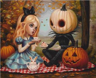 ‘Alice in Pumpkinland’ Paintings Reimagine Beloved Fairy Tale With a Spooky Twist