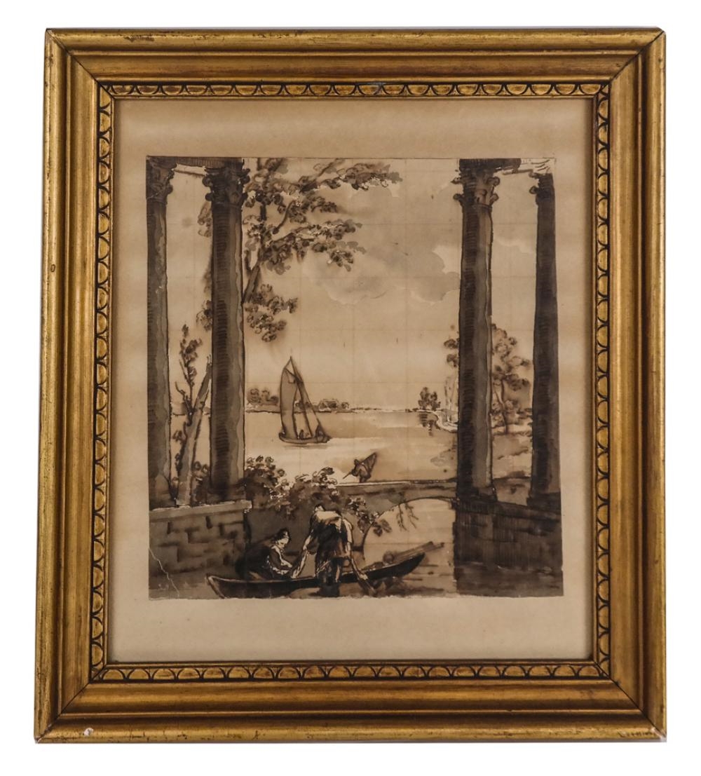 Artwork by Francesco Guardi, Landscape Study, Made of Ink On Paper