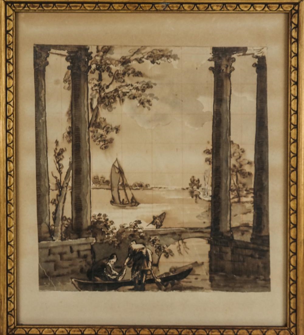 Artwork by Francesco Guardi, Landscape Study, Made of Ink On Paper