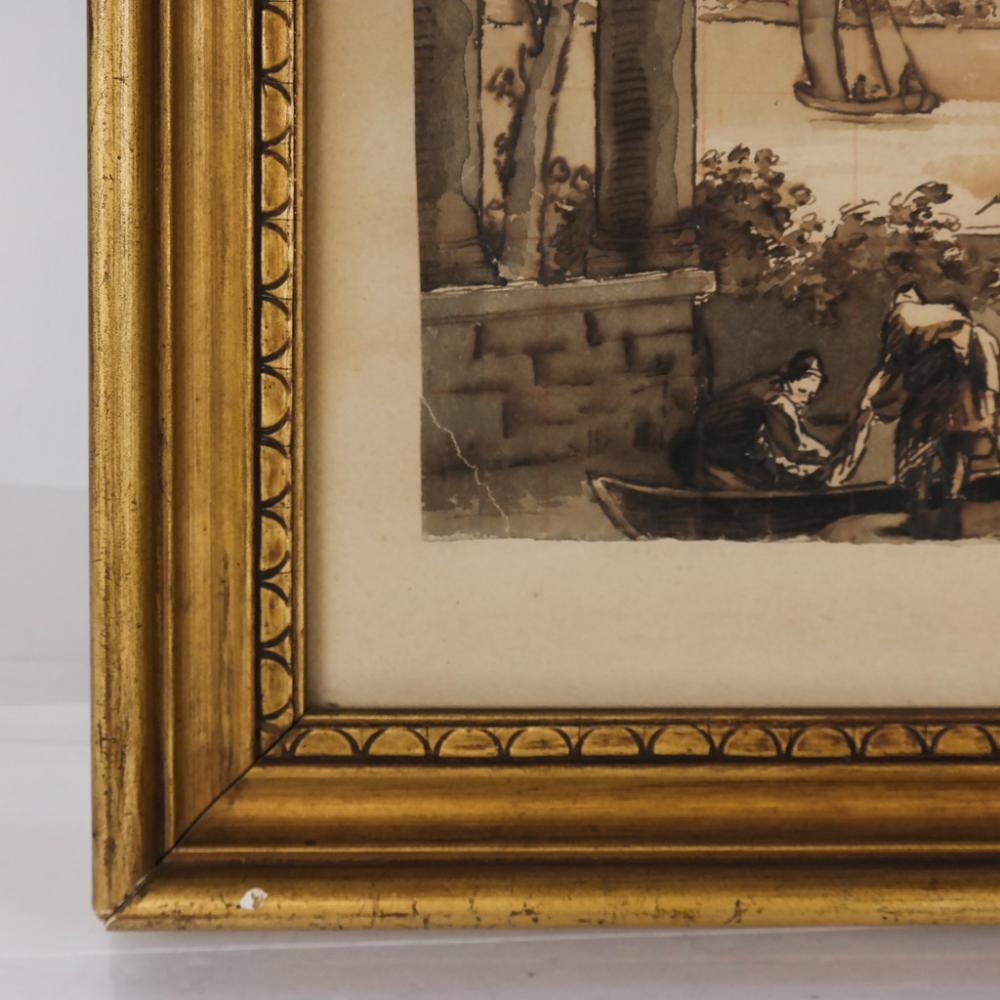 Artwork by Francesco Guardi, Landscape Study, Made of Ink On Paper