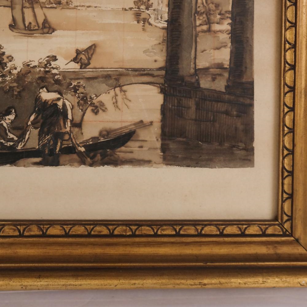 Artwork by Francesco Guardi, Landscape Study, Made of Ink On Paper