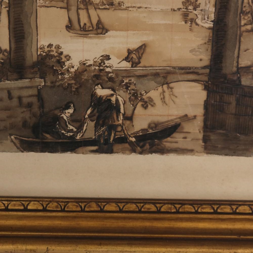 Artwork by Francesco Guardi, Landscape Study, Made of Ink On Paper