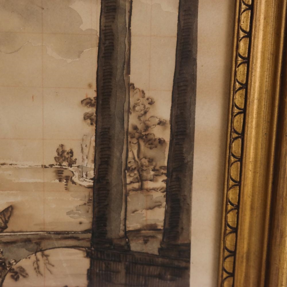 Artwork by Francesco Guardi, Landscape Study, Made of Ink On Paper