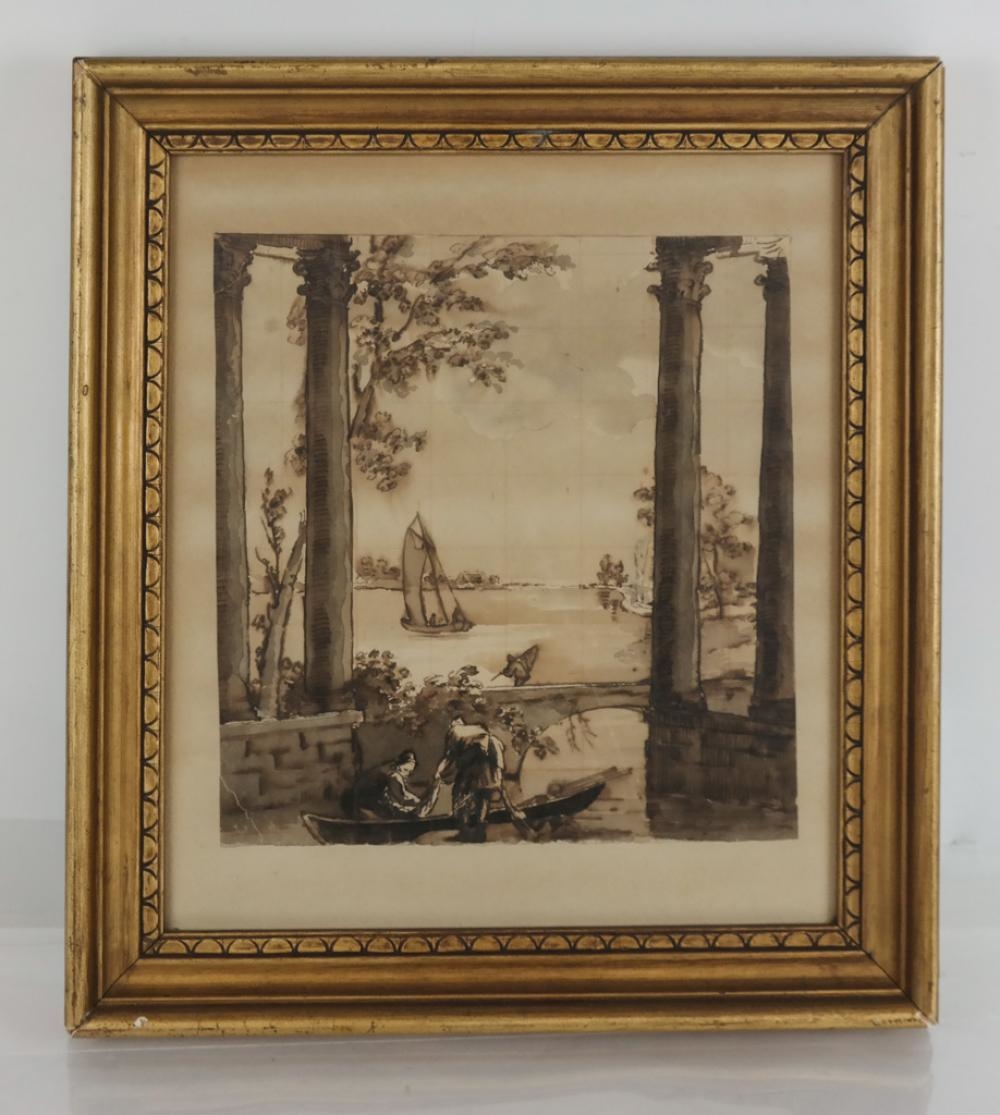 Artwork by Francesco Guardi, Landscape Study, Made of Ink On Paper