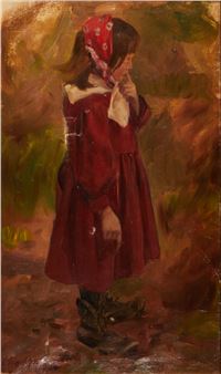 Mädchen in rotem Kleid - Hermann Otto Hoyer