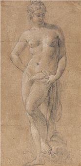 Weiblicher Akt mit Tuch - Italian School, 17th Century