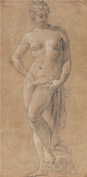 Weiblicher Akt mit Tuch - Italian School, 17th Century