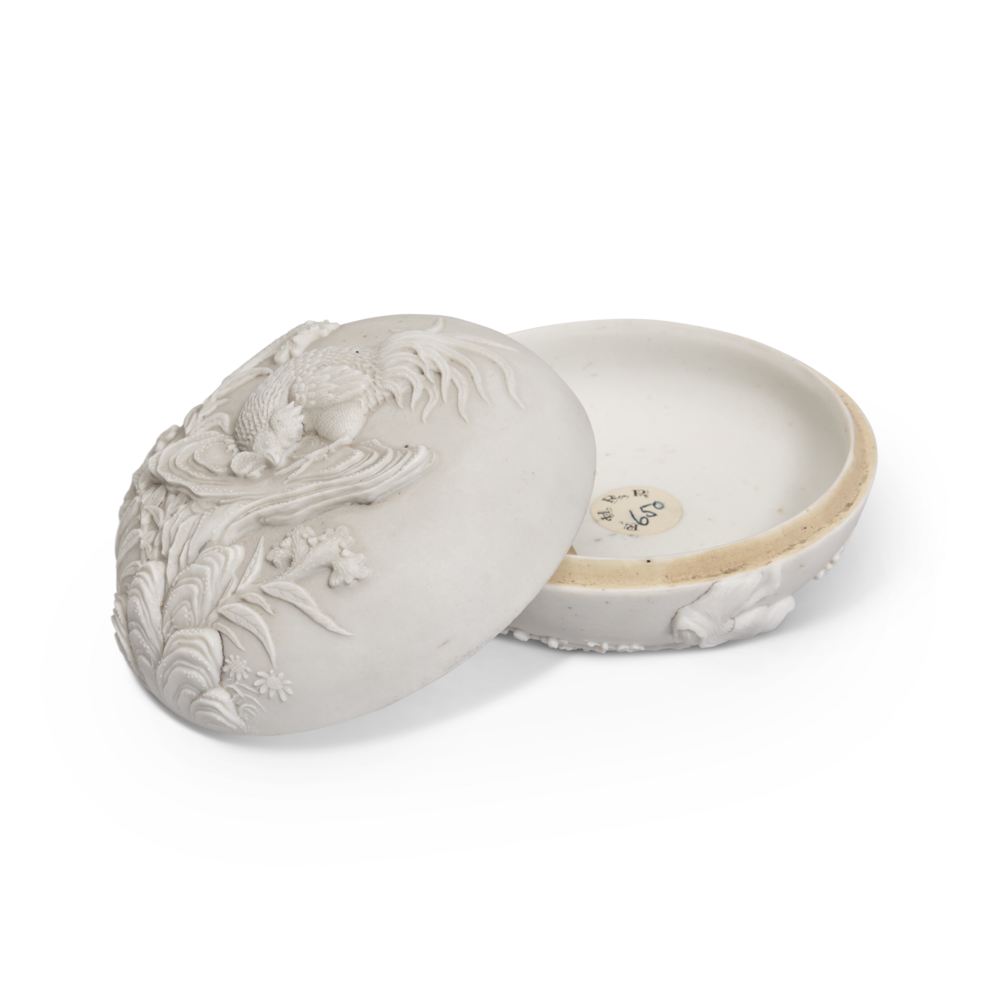 Artwork by Chinese School, 19th Century, A WHITE BISCUIT 'COCKEREL' CIRCULAR BOX AND COVER, Made of BISCUIT