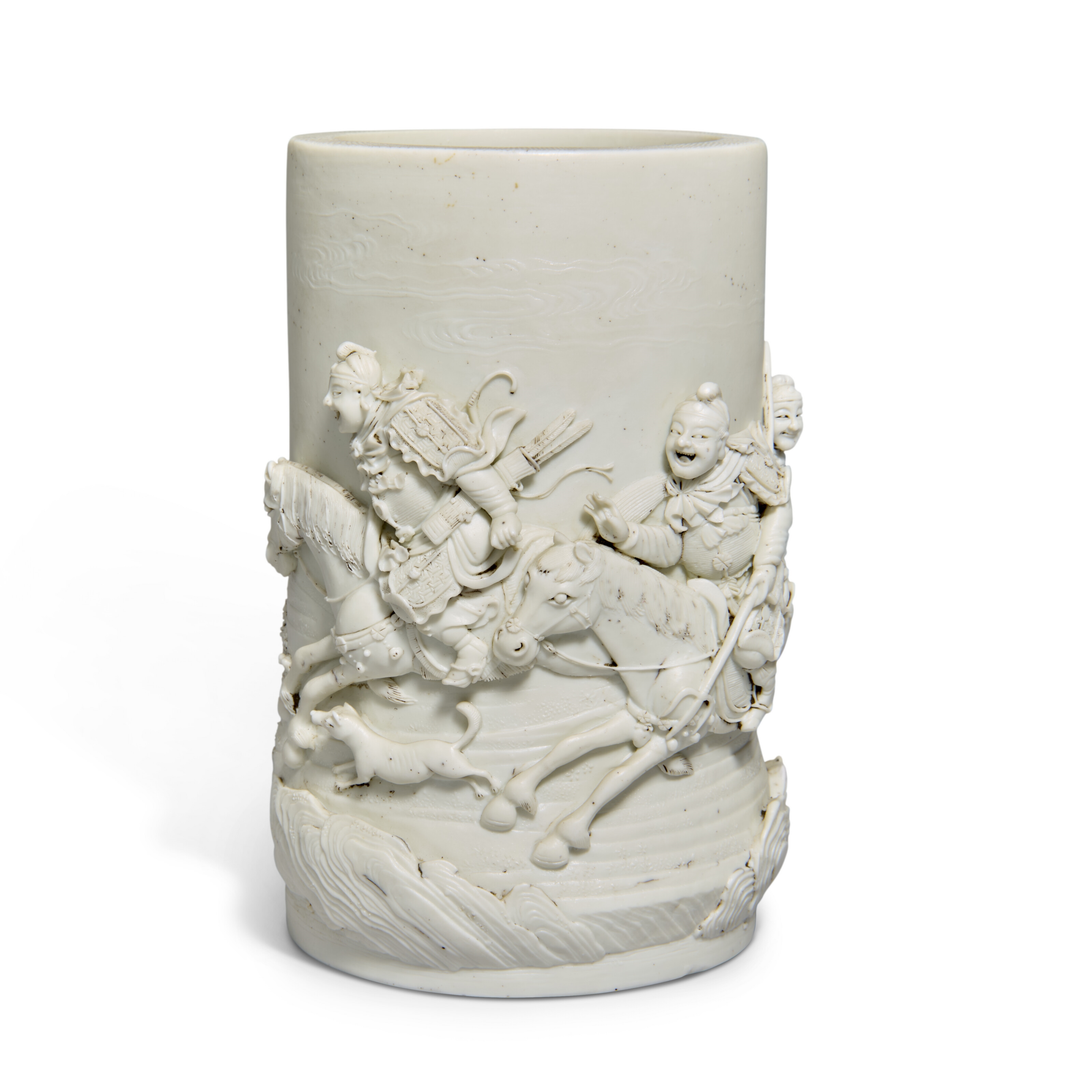 Artwork by Chinese School, 19th Century, A WHITE BISCUIT CYLINDRICAL BRUSH POT, BITONG, Made of WHITE BISCUIT