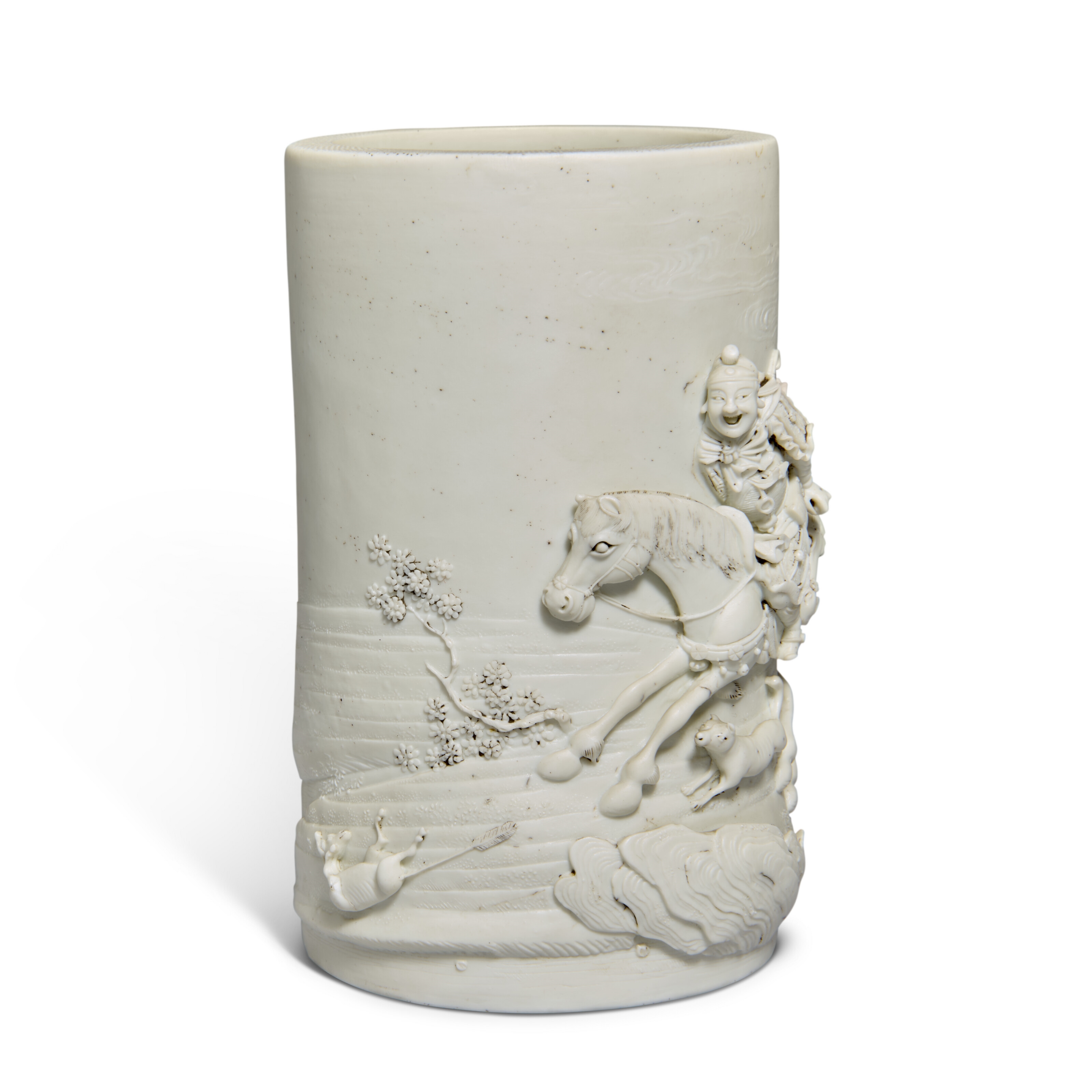 Artwork by Chinese School, 19th Century, A WHITE BISCUIT CYLINDRICAL BRUSH POT, BITONG, Made of WHITE BISCUIT