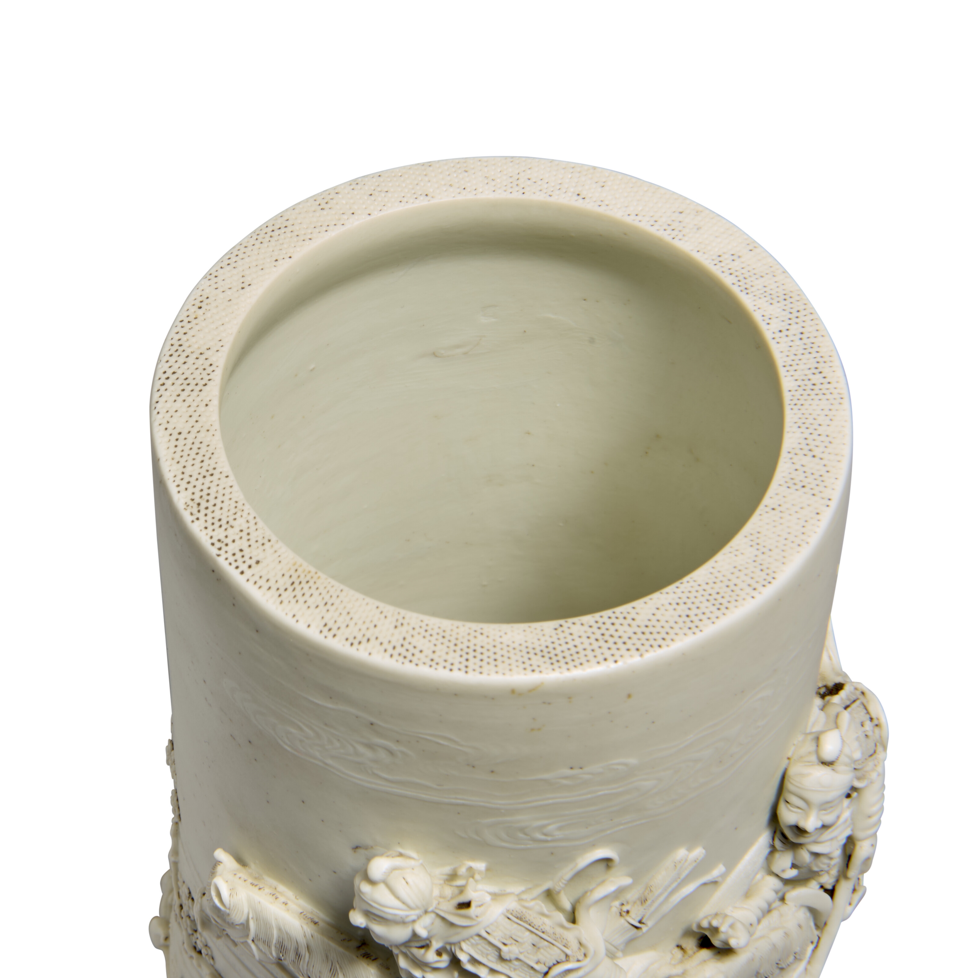 Artwork by Chinese School, 19th Century, A WHITE BISCUIT CYLINDRICAL BRUSH POT, BITONG, Made of WHITE BISCUIT
