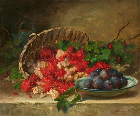 Still life with Currants and Plums by Adriana Johanna Haanen, 1868