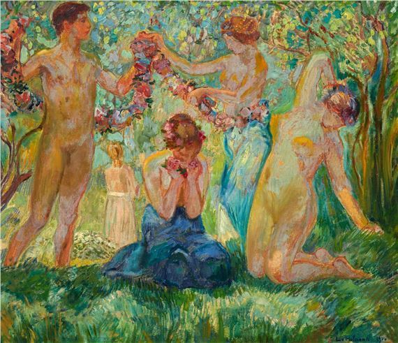 Dancers with Flower Garland by Ludwig von Hofmann, 1904