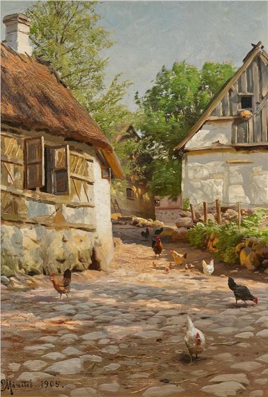 Village Road with Chickens