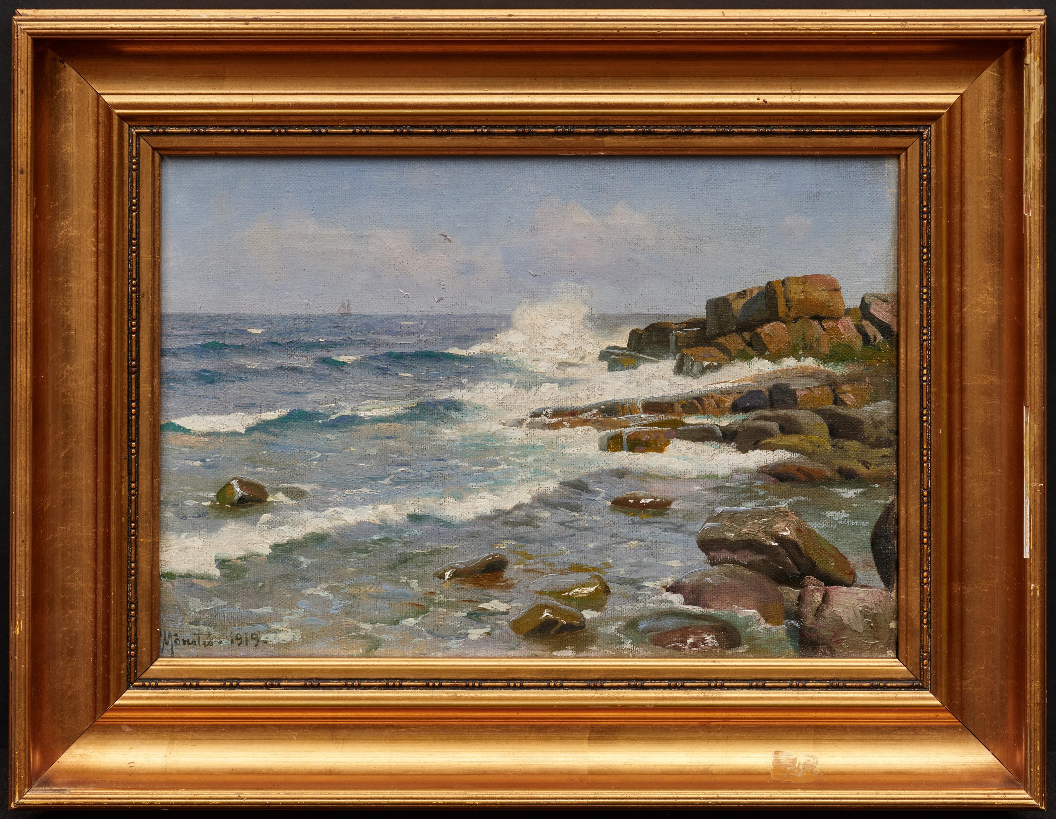 Artwork by Peder Mork Monsted, Coast in front of Bornholm, Made of Oil On Canvas