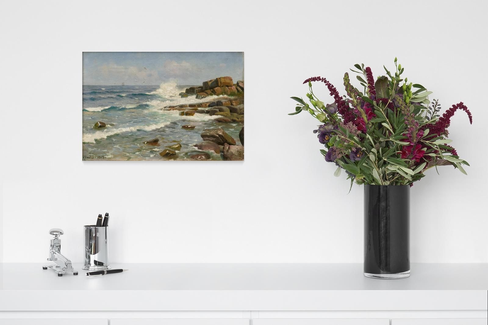 Artwork by Peder Mork Monsted, Coast in front of Bornholm, Made of Oil On Canvas