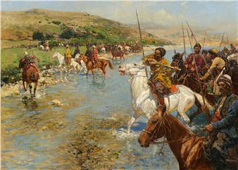 Circassian Equestrian Army During the Crossing of the River Course - Frants Alekseevich Rubo