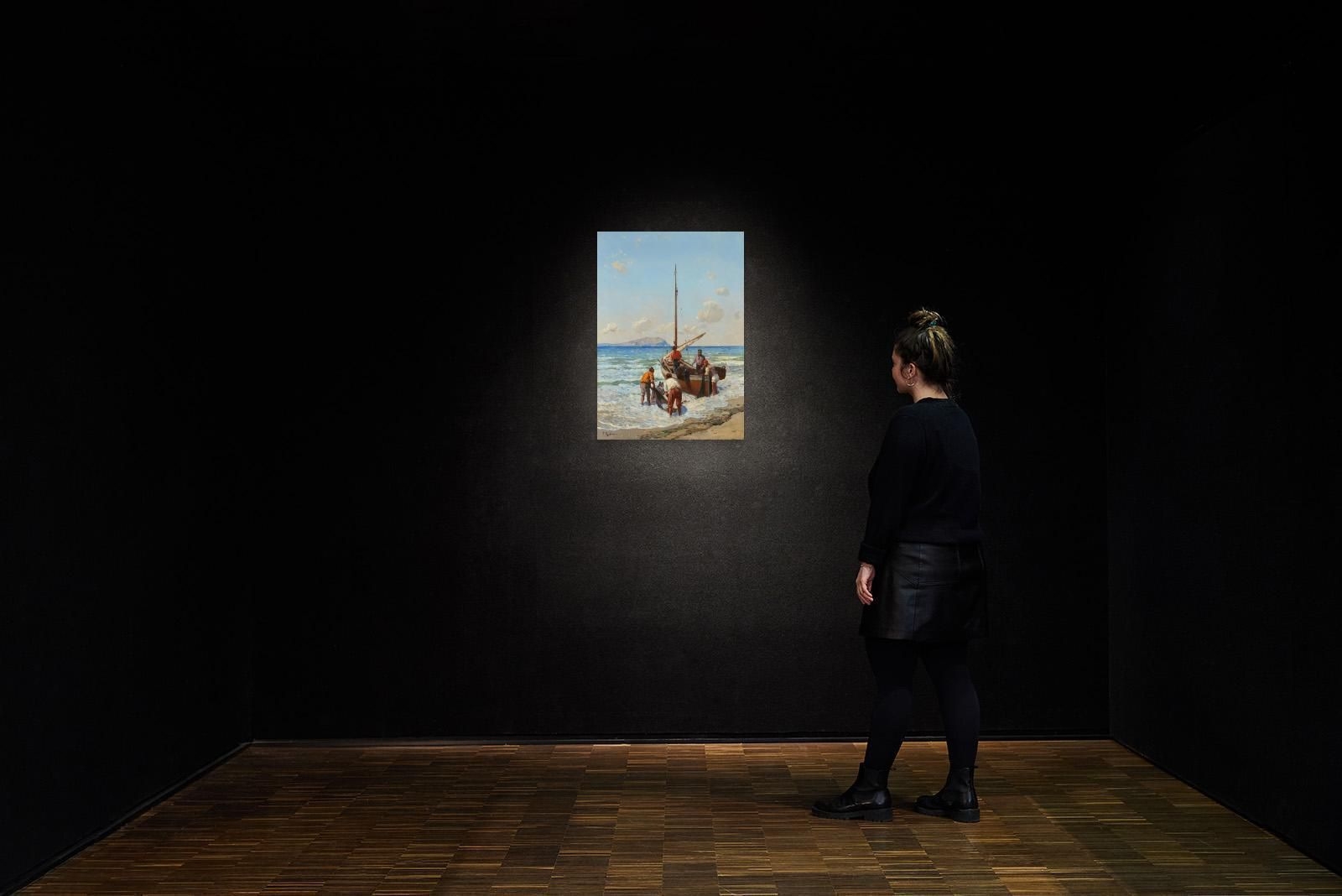 Artwork by Frants Alekseevich Rubo, Fishermen Hauling in Their Catch on the Black Sea Coast, Made of Oil On Canvas