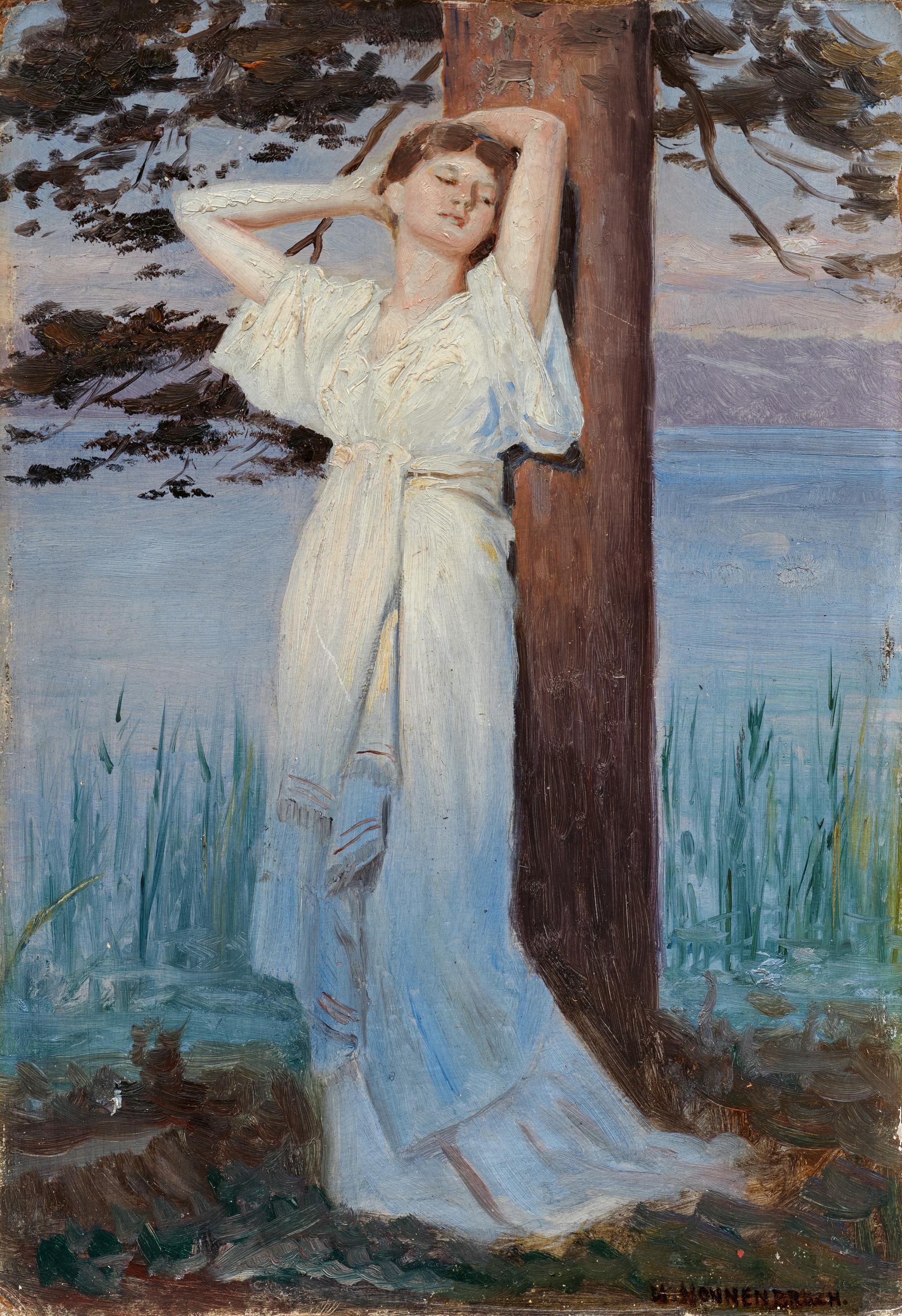 Artwork by Max Nonnenbruch, At the Lakeshore, Made of Oil On Card