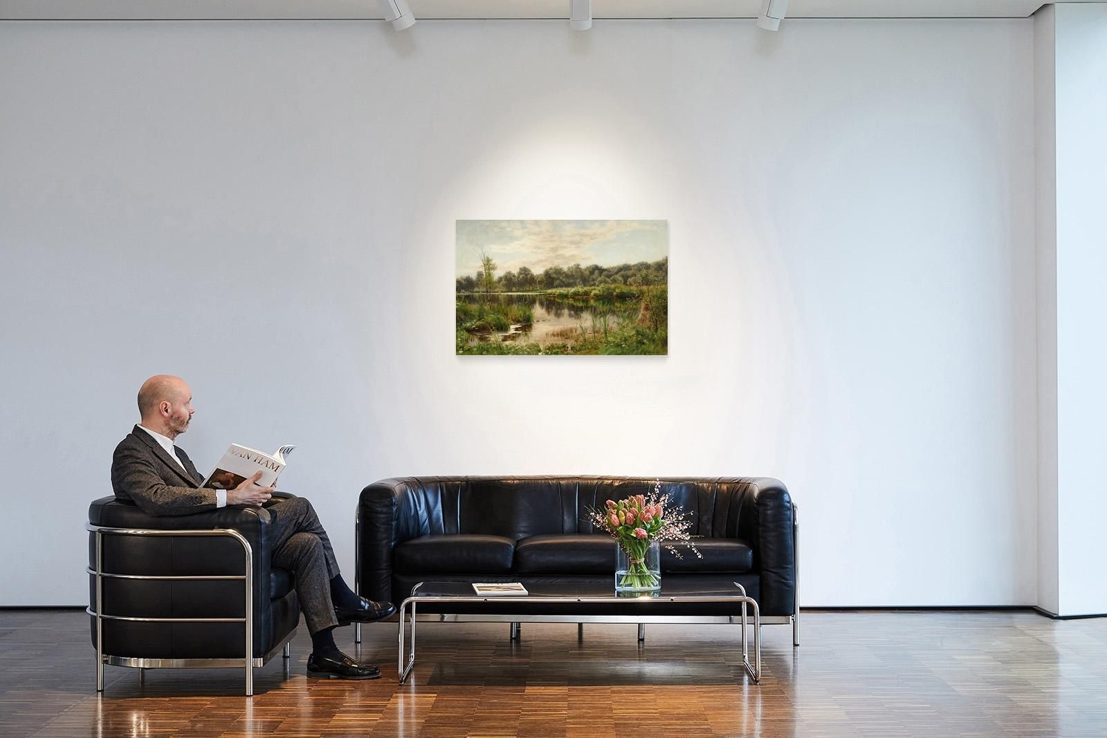 Artwork by Peder Mork Monsted, Lake Scenerey in Sun Light, Made of Oil On Canvas