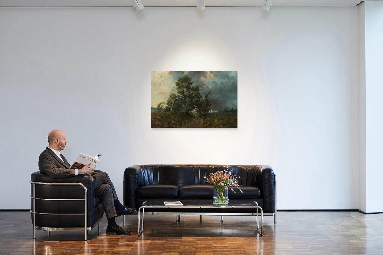 Artwork by Karl Hauptmann, Black Forest Landscape in a Lightning Storm, Made of Oil On Canvas