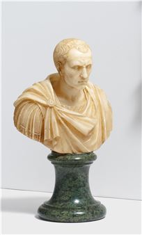 SMALL ALABASTER BUST OF JULIUS CAESAR