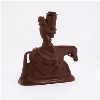 BOETTGER RED STONEWARE HORSEMAN AS CANDLESTICK - Gerhard Marcks