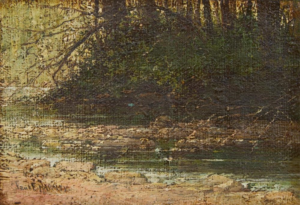 Artwork by Paul Harney, Connecticut Stream, Made of Oil On Coarse Canvas, Laid Down On Board