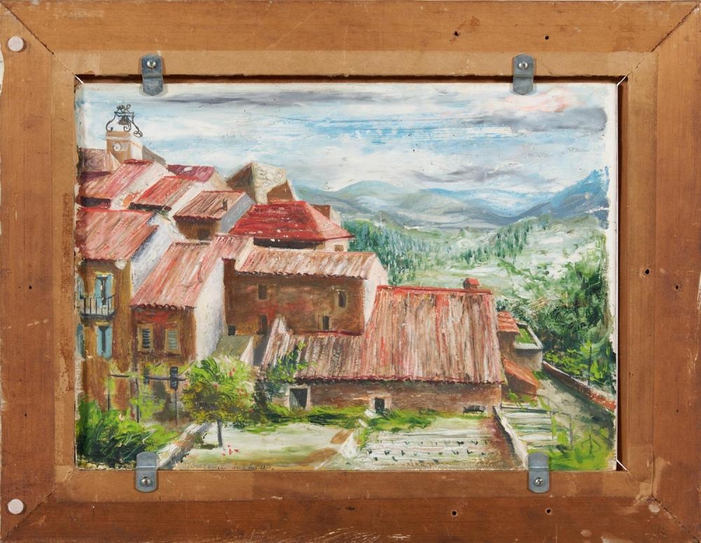 Artwork by Elaine Haxton, Angel with Horn (Merry Christmas), Tourrettes Sur Loup, France, Made of Ink And Gouache On Board With Sgraffito On Paper On Cardboard