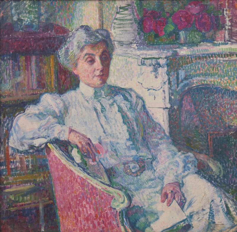 Artwork by Théo van Rysselberghe, Maria van Rysselberghe au Coin du Feu, Made of Oil On Canvas