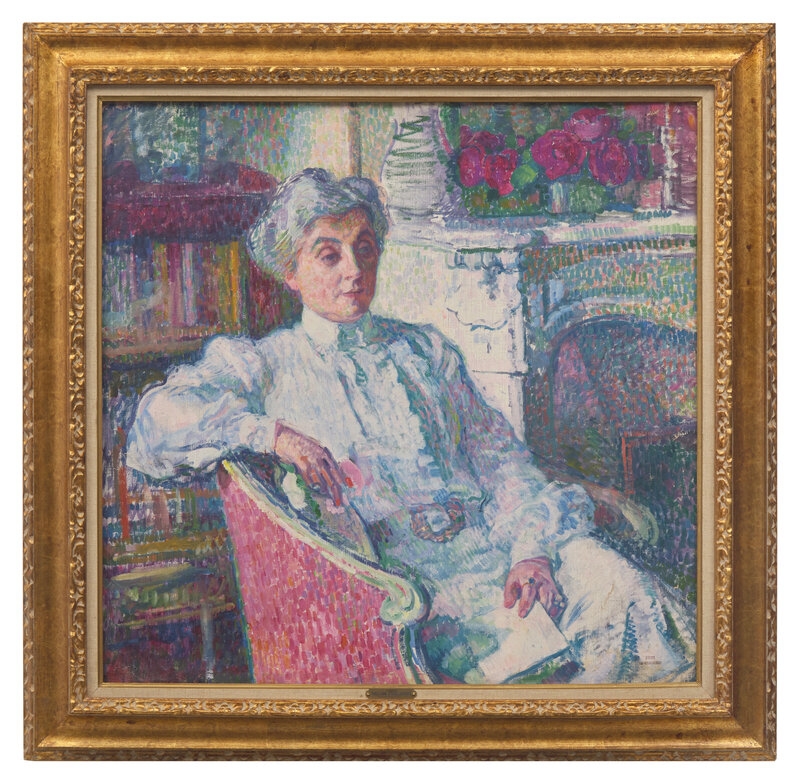 Artwork by Théo van Rysselberghe, Maria van Rysselberghe au Coin du Feu, Made of Oil On Canvas