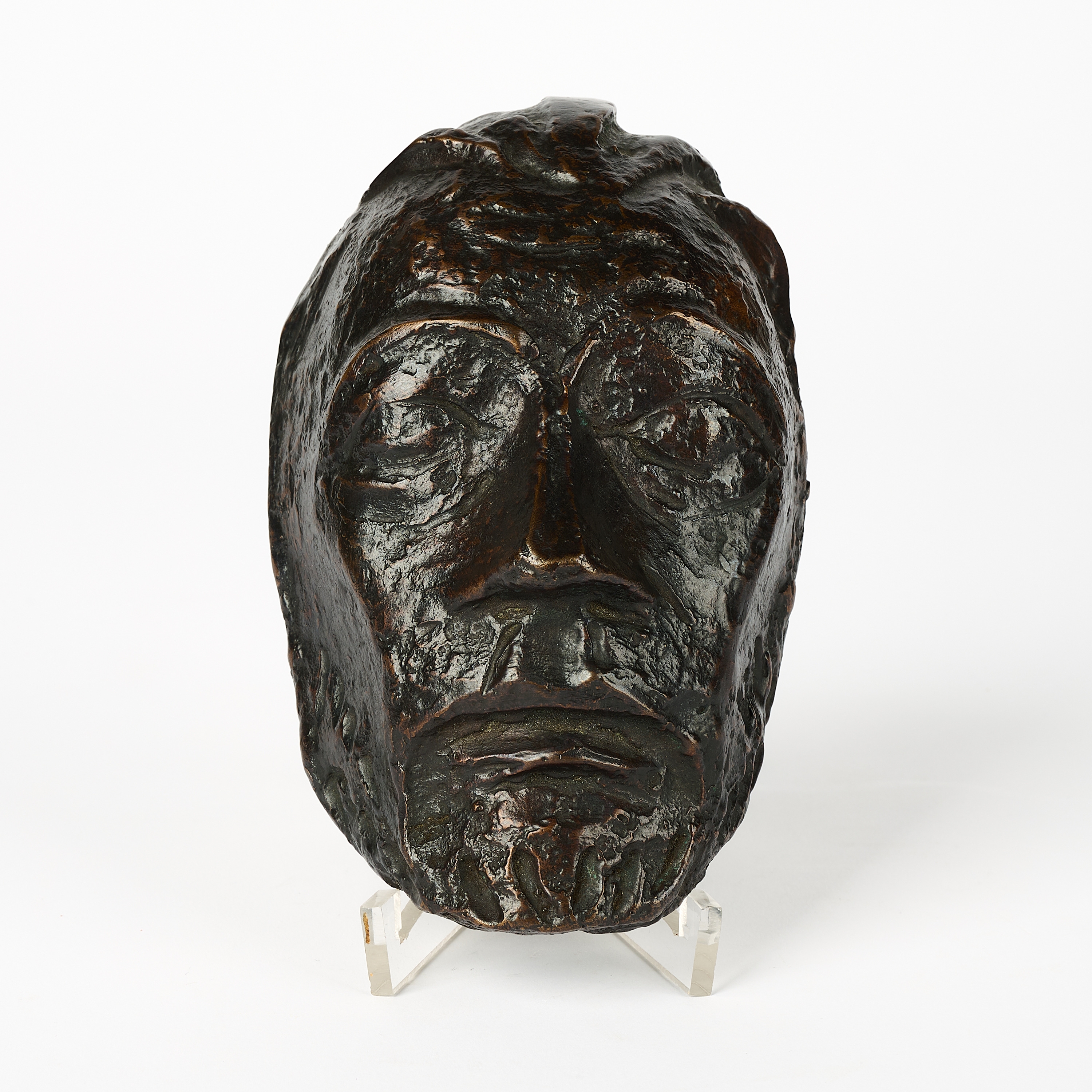 Artwork by Ernst Barlach, Christusmaske I, Made of Bronze, Brown Patina