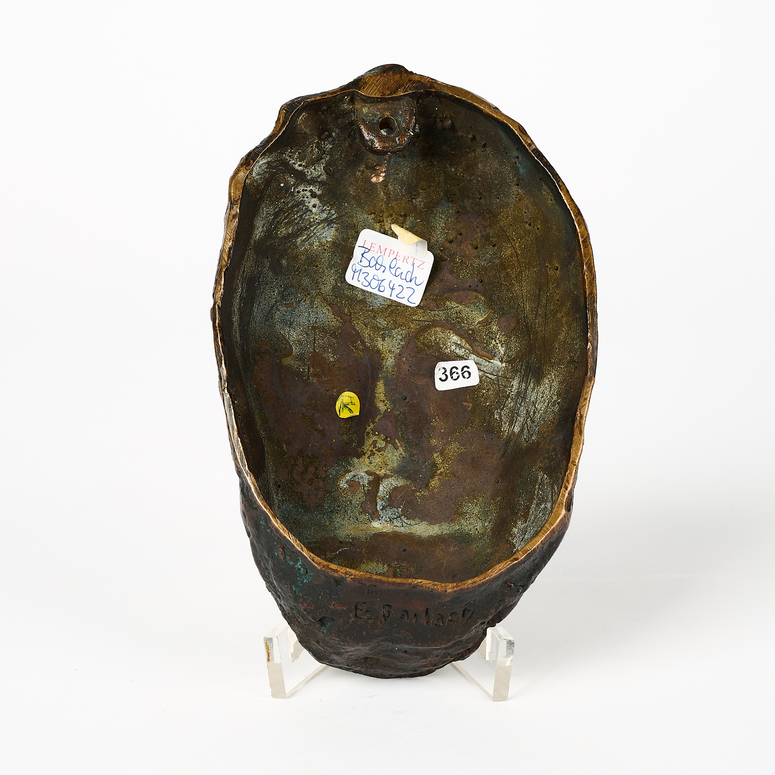 Artwork by Ernst Barlach, Christusmaske I, Made of Bronze, Brown Patina