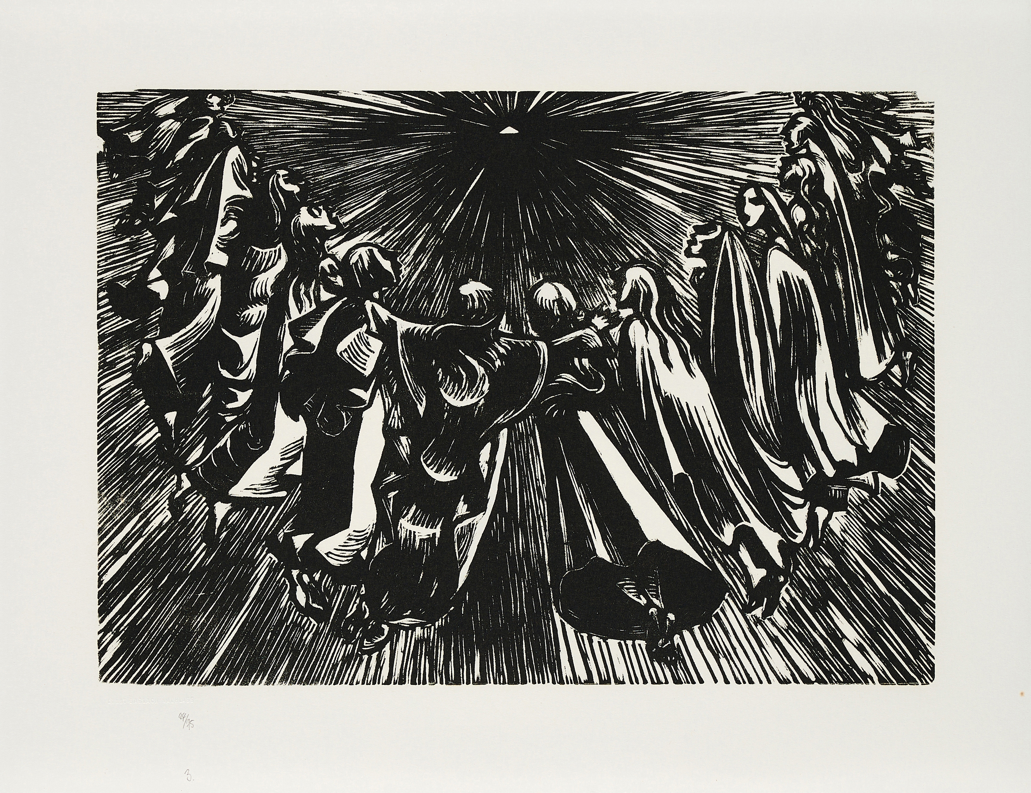 Artwork by Ernst Barlach, Mixed Lot of 5 Prints (From: An die Freude, Made of Woodcut On Japan