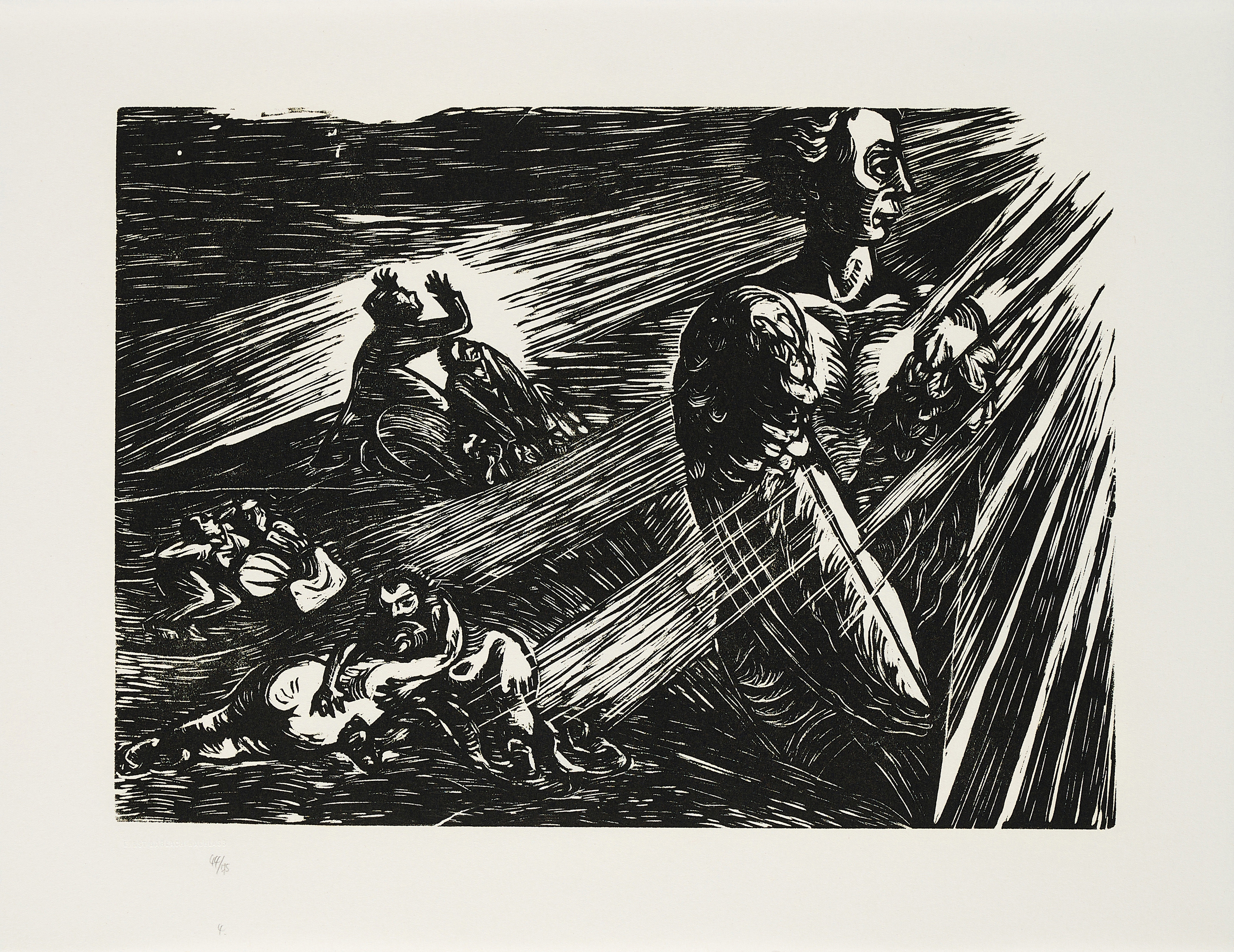 Artwork by Ernst Barlach, Mixed Lot of 5 Prints (From: An die Freude, Made of Woodcut On Japan